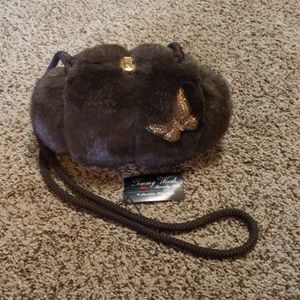 Timmy Woods "Carmelo" faux brown mink purse
